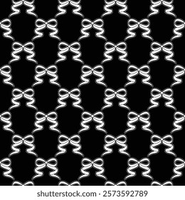 monochrome symmetrical ribbon bow pattern
