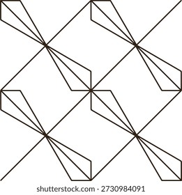 Design abstrato de simetria monocromática intertravando formas geométricas Lattice Pattern Art