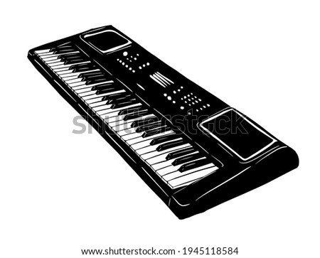 Monochrome synthesizer. Musical instrument. Vector illustration [[stock_photo]] © 