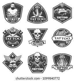 Vintage Tatoo Studio Logos Set Master Stock Vector (Royalty Free ...