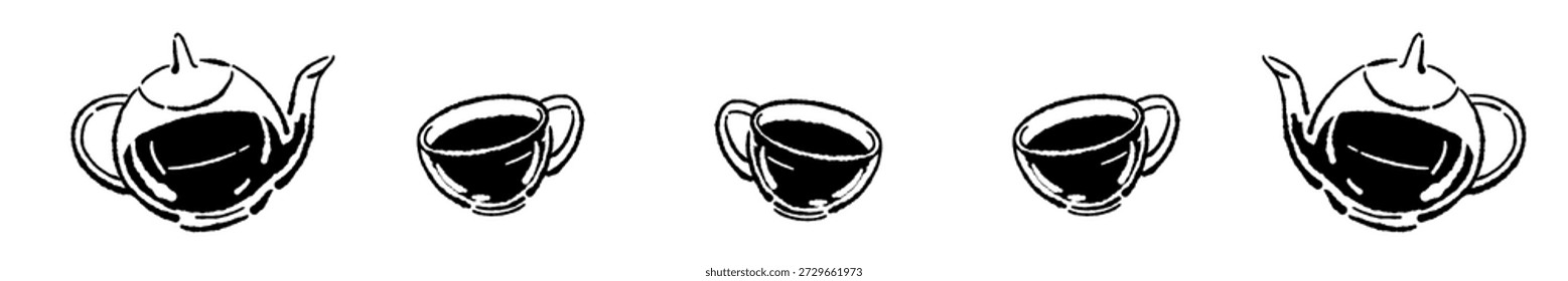 Decoración monocromática de la línea del divisor de la taza de té