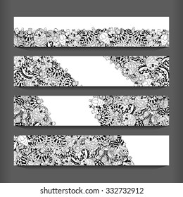 Monochrome Templates of christmas greeting cards set. vector illustration image
