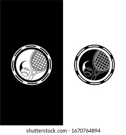 Monochrome Tennis Ball Emblem logo template