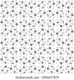 Patrón sin fisuras de baldosas terrazo monocromo. Ilustración vectorial de formas geométricas abstractas libres de 
