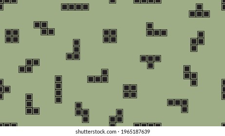 Monochrome Tetris Block Shape Pattern