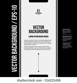 Monochrome text background in strict style. Useful for presentations and web design.