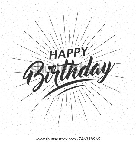 Download Monochrome Text Happy Birthday Greeting Card Stock Vector ...