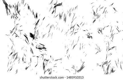 Monochrome texture composed of irregular graphic elements. Distressed uneven grunge background. Abstract vector illustration. Overlay for interesting effect and depth. Isolated on white background.