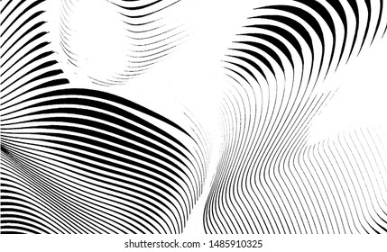 Monochrome texture composed of irregular graphic elements. Distressed uneven grunge background. Abstract vector illustration. Overlay for interesting effect and depth. Isolated on white background.