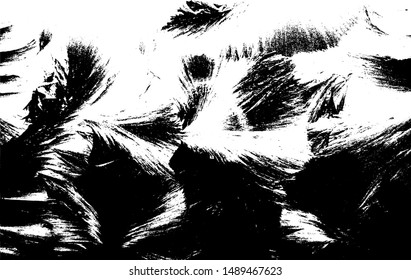 Monochrome texture composed of irregular graphic elements. Distressed uneven grunge background. Abstract vector illustration. Overlay for interesting effect and depth. Isolated on white background.