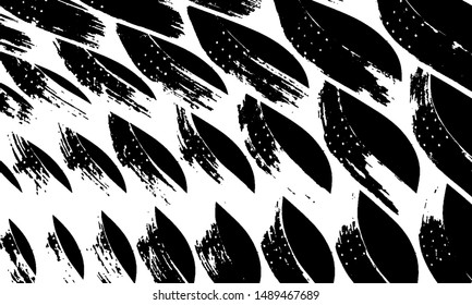 Monochrome texture composed of irregular graphic elements. Distressed uneven grunge background. Abstract vector illustration. Overlay for interesting effect and depth. Isolated on white background.