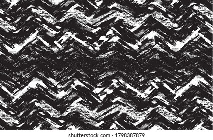 Monochrome texture composed of irregular graphic elements. Distressed uneven grunge background. Abstract vector illustration. Overlay for interesting effect and depth. Isolated on white background.