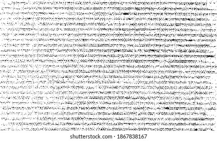 Monochrome texture composed of irregular graphic elements. Distressed uneven grunge background. Abstract vector illustration. Overlay for interesting effect and depth. Isolated on white background.