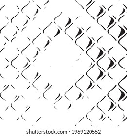Monochrome texture composed of irregular graphic elements. Distressed uneven grunge background. Abstract vector illustration. Overlay for interesting effect and depth. Isolated on white background.