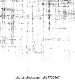 Monochrome texture composed of irregular graphic elements. Distressed uneven grunge background. Abstract vector illustration. Overlay for interesting effect and depth. Isolated on white background.