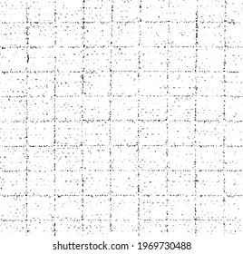 Monochrome texture composed of irregular graphic elements. Distressed uneven grunge background. Abstract vector illustration. Overlay for interesting effect and depth. Isolated on white background.