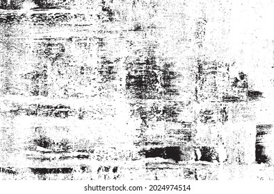 Monochrome texture composed of irregular graphic elements. Distressed uneven grunge background. Abstract vector illustration. Overlay for interesting effect and depth. Isolated on white background.
