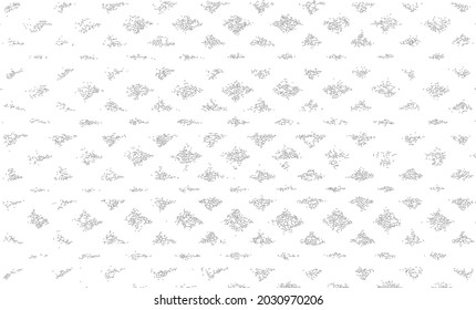 Monochrome texture composed of irregular graphic elements. Distressed uneven grunge background. Abstract vector illustration. Overlay for interesting effect and depth. Isolated on white background.