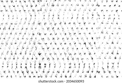 Monochrome texture composed of irregular graphic elements. Distressed uneven grunge background. Abstract vector illustration. Overlay for interesting effect and depth. Isolated on white background.