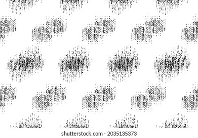 Monochrome texture composed of irregular graphic elements. Distressed uneven grunge background. Abstract vector illustration. Overlay for interesting effect and depth. Isolated on white background.