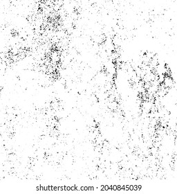 Monochrome texture composed of irregular graphic elements. Distressed uneven grunge background. Abstract vector illustration. Overlay for interesting effect and depth. Isolated on white background.