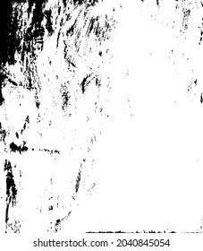 Monochrome texture composed of irregular graphic elements. Distressed uneven grunge background. Abstract vector illustration. Overlay for interesting effect and depth. Isolated on white background.