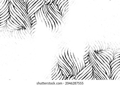 Textura monocroma compuesta de elementos gráficos irregulares. Antecedentes desiguales. Ilustración del vector abstracto. Superposición para el efecto interesante y la profundidad. Aislado sobre fondo blanco.