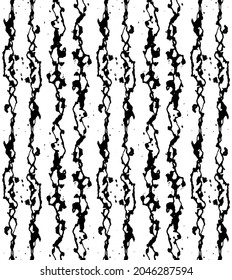 Monochrome texture composed of irregular graphic elements. Distressed uneven grunge background. Abstract vector illustration. Overlay for interesting effect and depth. Isolated on white background.