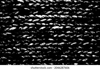 Monochrome texture composed of irregular graphic elements. Distressed uneven grunge background. Abstract vector illustration. Overlay for interesting effect and depth. Isolated on white background.