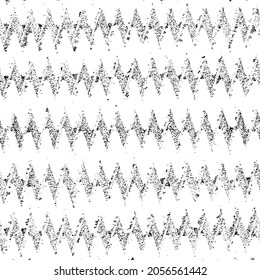 Monochrome texture composed of irregular graphic elements. Distressed uneven grunge background. Abstract vector illustration. Overlay for interesting effect and depth. Isolated on white background.