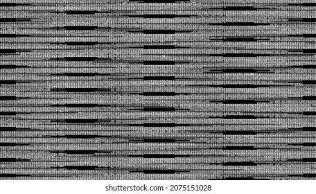 Monochrome texture composed of irregular graphic elements. Distressed uneven grunge background. Abstract vector illustration. Overlay for interesting effect and depth. Isolated on white background.