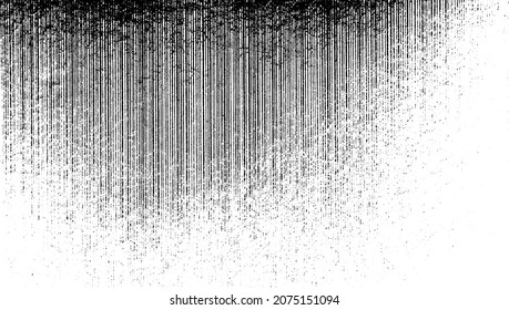 Monochrome texture composed of irregular graphic elements. Distressed uneven grunge background. Abstract vector illustration. Overlay for interesting effect and depth. Isolated on white background.