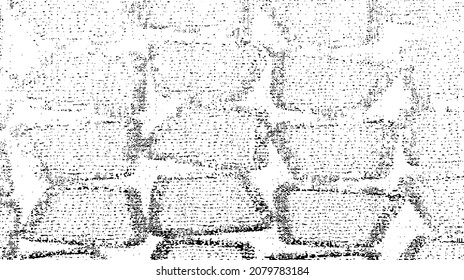 Monochrome texture composed of irregular graphic elements. Distressed uneven grunge background. Abstract vector illustration. Overlay for interesting effect and depth. Isolated on white background.