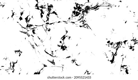 Monochrome texture composed of irregular graphic elements. Distressed uneven grunge background. Abstract vector illustration. Overlay for interesting effect and depth. Isolated on white background.