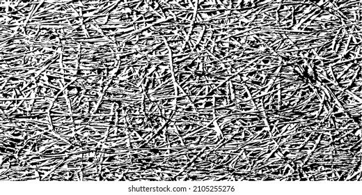 Monochrome texture composed of irregular graphic elements. Distressed uneven grunge background. Abstract vector illustration. Overlay for interesting effect and depth. Isolated on white background.