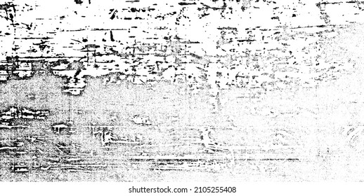 Monochrome texture composed of irregular graphic elements. Distressed uneven grunge background. Abstract vector illustration. Overlay for interesting effect and depth. Isolated on white background.