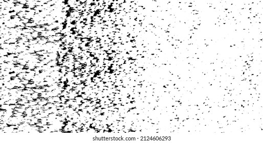 Monochrome texture composed of irregular graphic elements. Distressed uneven grunge background. Abstract vector illustration. Overlay for interesting effect and depth. Isolated on white background.