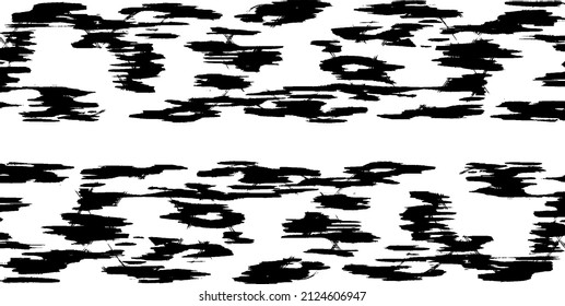 Monochrome texture composed of irregular graphic elements. Distressed uneven grunge background. Abstract vector illustration. Overlay for interesting effect and depth. Isolated on white background.