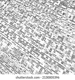 Monochrome texture composed of irregular graphic elements. Distressed uneven grunge background. Abstract vector illustration. Overlay for interesting effect and depth. Isolated on white background.