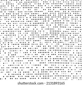 Monochrome texture composed of irregular graphic elements. Distressed uneven grunge background. Abstract vector illustration. Overlay for interesting effect and depth. Isolated on white background.