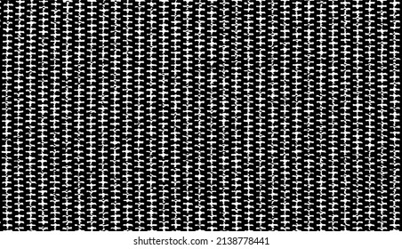 Monochrome texture composed of irregular graphic elements. Distressed uneven grunge background. Abstract vector illustration. Overlay for interesting effect and depth. Isolated on white background.