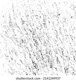 Monochrome texture composed of irregular graphic elements. Distressed uneven grunge background. Abstract vector illustration. Overlay for interesting effect and depth. Isolated on white background.