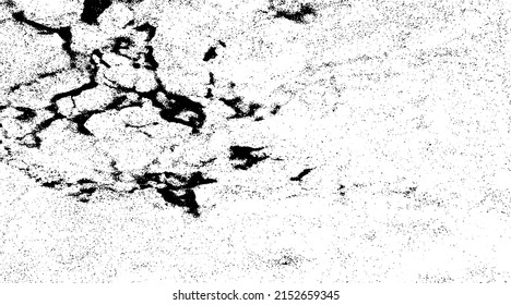 Monochrome texture composed of irregular graphic elements. Distressed uneven grunge background. Abstract vector illustration. Overlay for interesting effect and depth. Isolated on white background.
