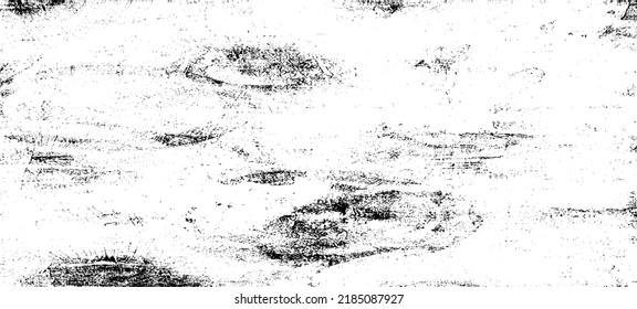 Monochrome texture composed of irregular graphic elements. Distressed uneven grunge background. Abstract vector illustration. Overlay for interesting effect and depth. Isolated on white background.