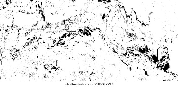 Monochrome texture composed of irregular graphic elements. Distressed uneven grunge background. Abstract vector illustration. Overlay for interesting effect and depth. Isolated on white background.