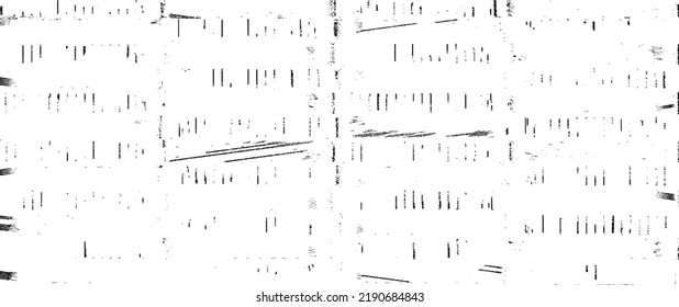 Monochrome texture composed of irregular graphic elements. Distressed uneven grunge background. Abstract vector illustration. Overlay for interesting effect and depth. Isolated on white background.