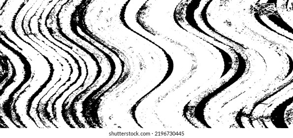 Monochrome texture composed of irregular graphic elements. Distressed uneven grunge background. Abstract vector illustration. Overlay for interesting effect and depth. Isolated on white background.