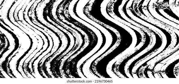 Monochrome texture composed of irregular graphic elements. Distressed uneven grunge background. Abstract vector illustration. Overlay for interesting effect and depth. Isolated on white background.