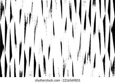Monochrome texture composed of irregular graphic elements. Distressed uneven grunge background. Abstract vector illustration. Overlay for interesting effect and depth. Isolated on white background.
