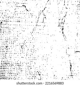 Monochrome texture composed of irregular graphic elements. Distressed uneven grunge background. Abstract vector illustration. Overlay for interesting effect and depth. Isolated on white background.